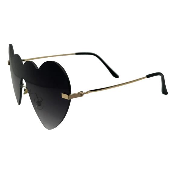 7008 | Black Rimless Heart Sunglasses - Picture 3 of 5